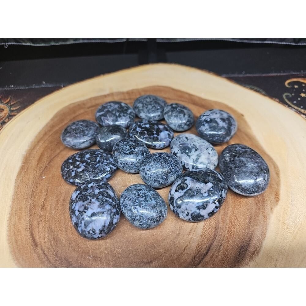 5Pcs Natural Polychrome Merlinite Gabbro Crystal Palm Stone